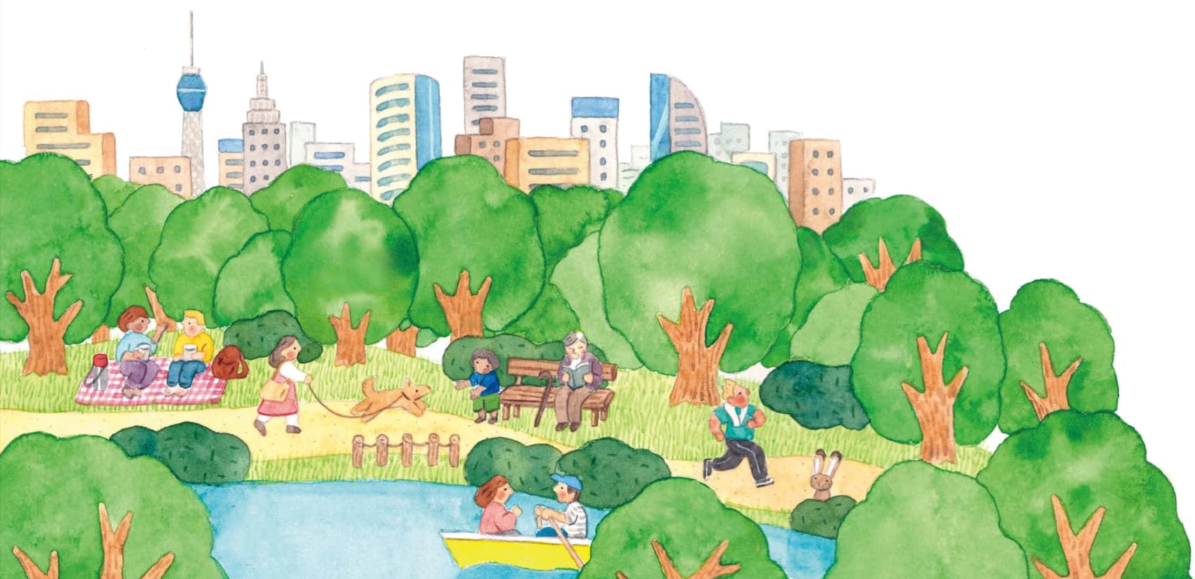 Illustration einer grünen Stadt