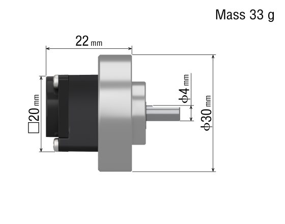 Round Shaft Type Frame Size Ø30 mm Dimensions