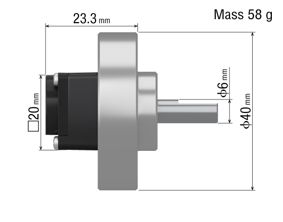 Round Shaft Type Frame Size Ø40 mm Dimensions