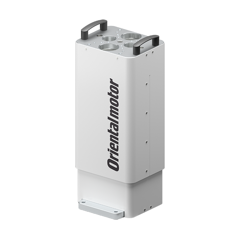 Colonne di sollevamento elettriche bianche con il logo Oriental Motor