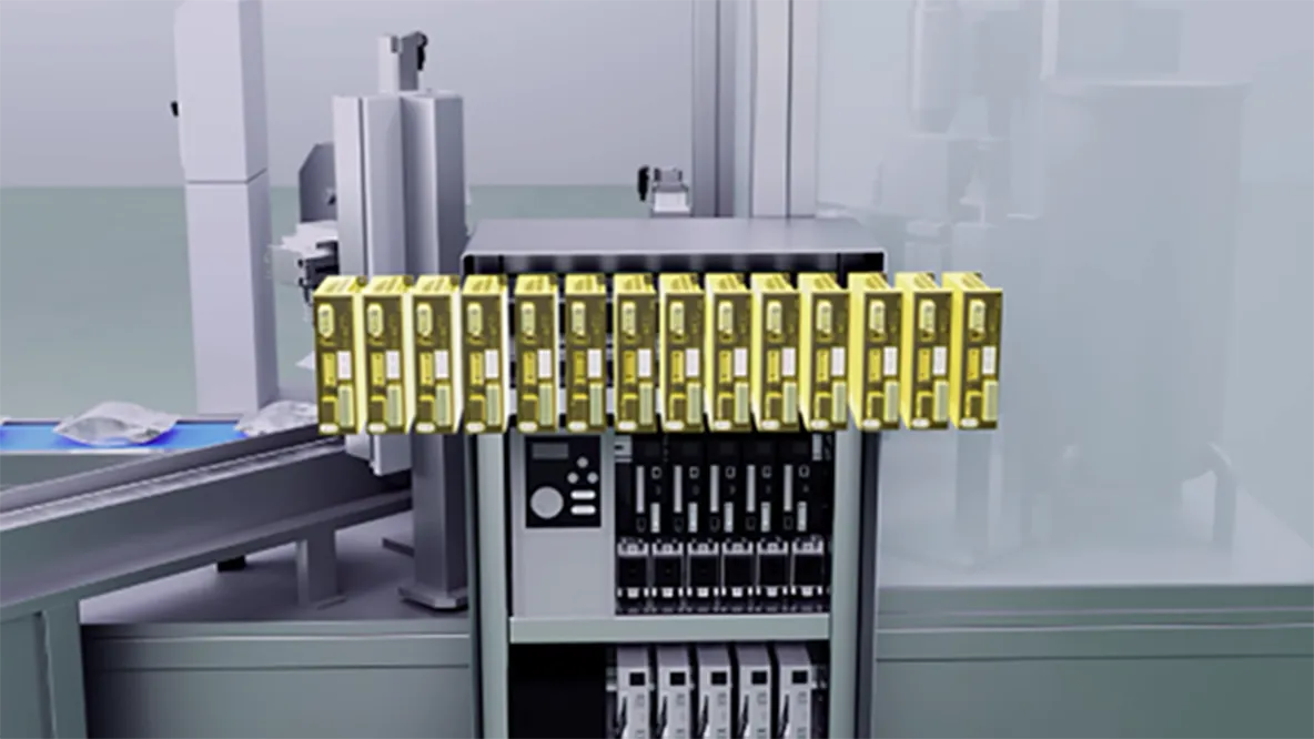 Wiring system for industrial control cabinets (with yellow cable arrangement and control module)