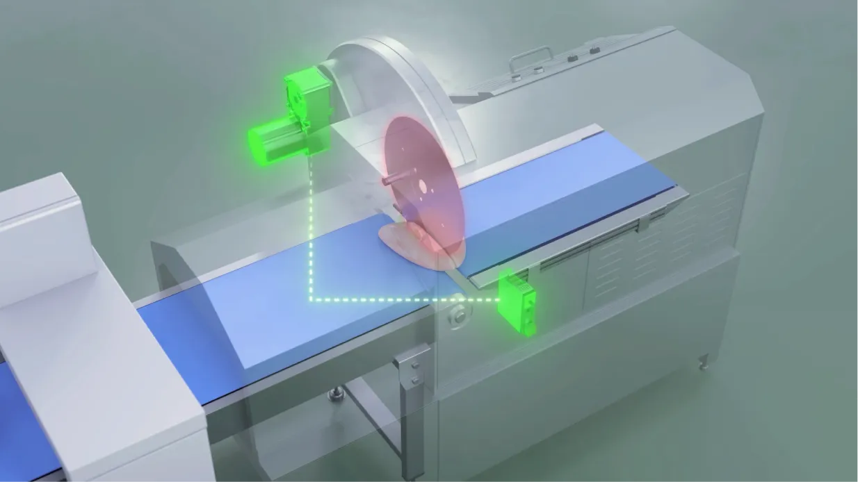 Sensor function of automatic cutting machine (with green optical sensor and rotating blade)