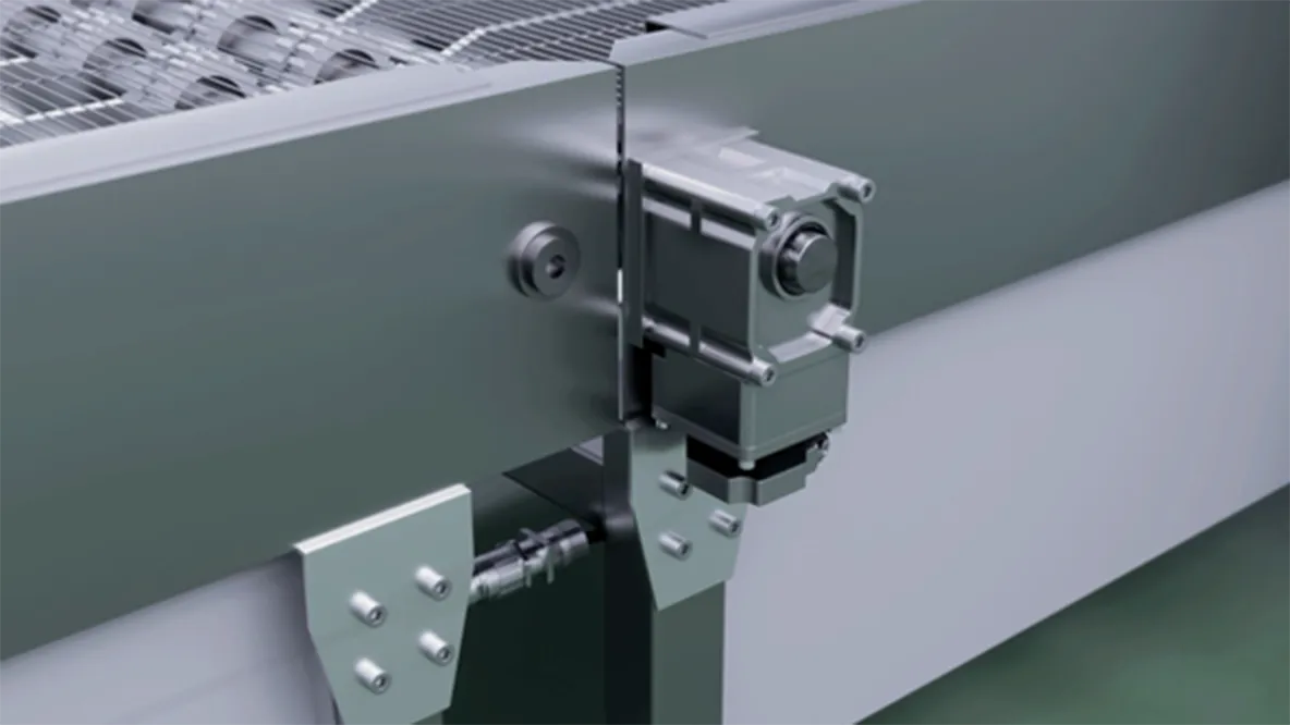 Industrial gear for conveyors (gray housing and cable connection with mounting bracket)