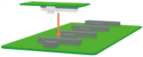 Comparative image of the inside of the equipment with the CVD Series S Type control board mounted. Space saving design with less board space occupied.