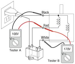 Example of 3 lead wire type, single-phase 100 VAC, CW direction rotation